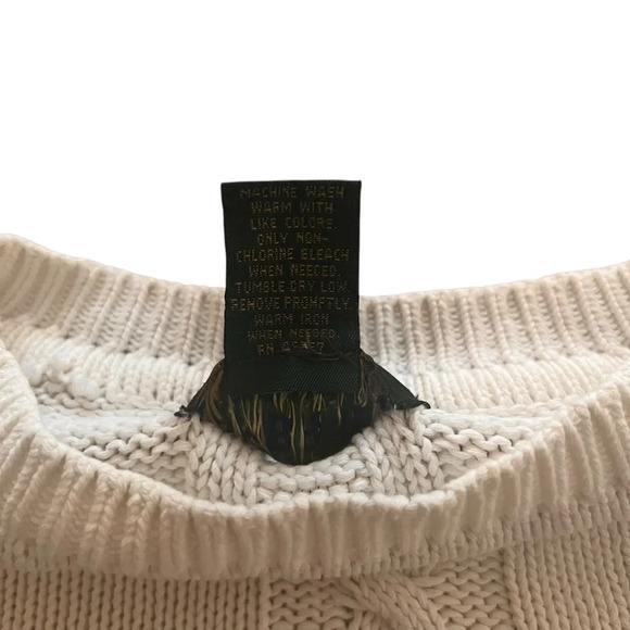 Cambridge Classics Vtg Off-white Cable Knit Thick Sweater 100% Cotton-Medium - Picture 5 of 8